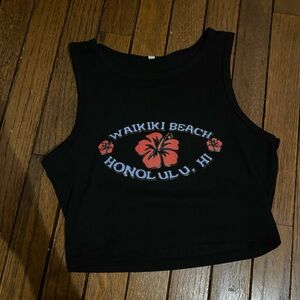 Waikiki Beach Black Crop Top